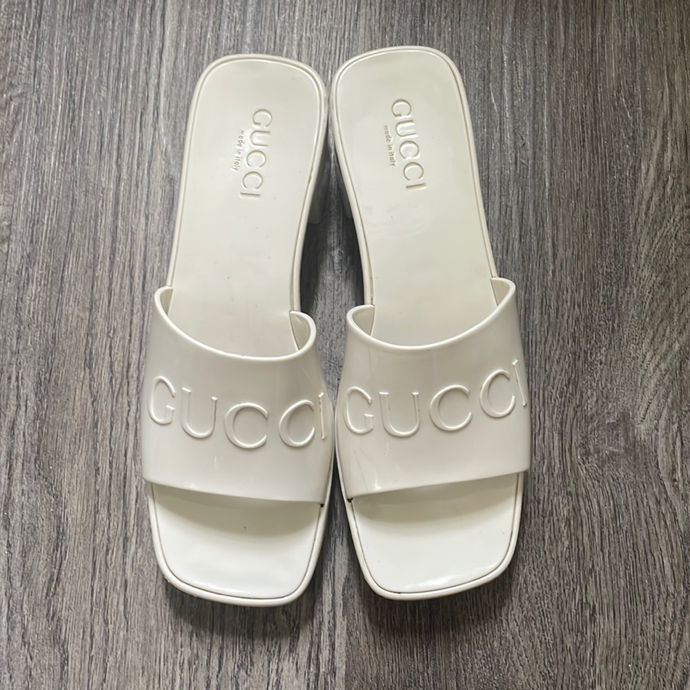 Gucci Jelly Rubber Sandals-White